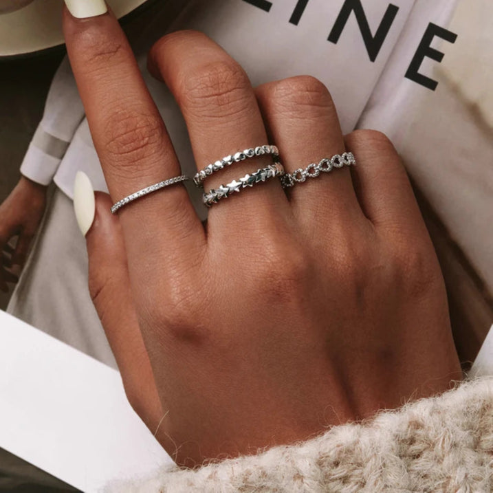 BAMOER 925 Sterling Silver Forever Love Heart Finger Ring Original Jewelry Gift Stackable Bague Korean Jewelry PA7108