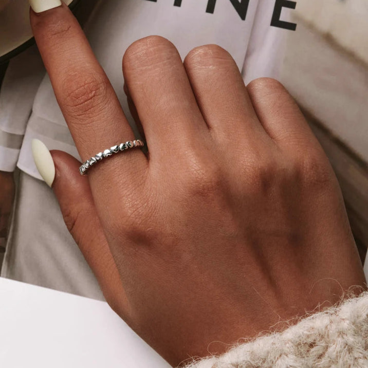 BAMOER 925 Sterling Silver Forever Love Heart Finger Ring Original Jewelry Gift Stackable Bague Korean Jewelry PA7108