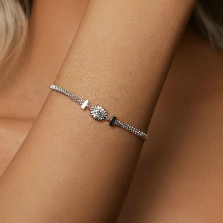 Sterling Silver Chic Moissanite Bracelet Retro Braided Silver Lab Diamond Chain Link Women Valentine's Day Jewelry