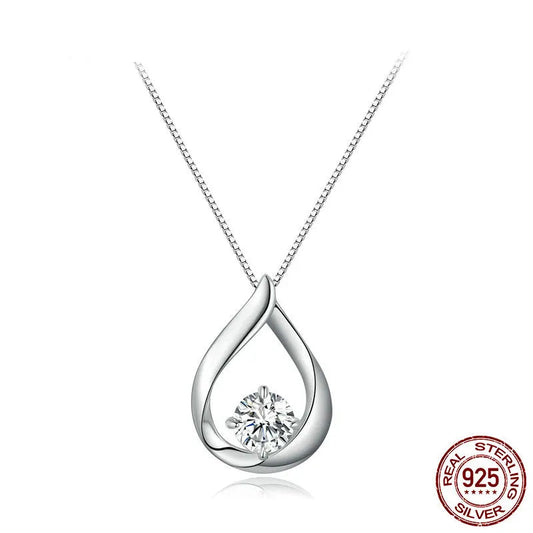 Bamoer 1CT Moissanite Waterdrop Necklace Lab Diamond 925 Sterling Silver Chain Necklace for Women Wedding Valentine's Day Gift