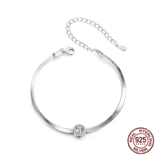 0.5CT Moissanite Halo Pendant Bracelet Exquisite 925 Sterling Silver Snake Chain Link for Women Wedding Fine Jewelry Gift