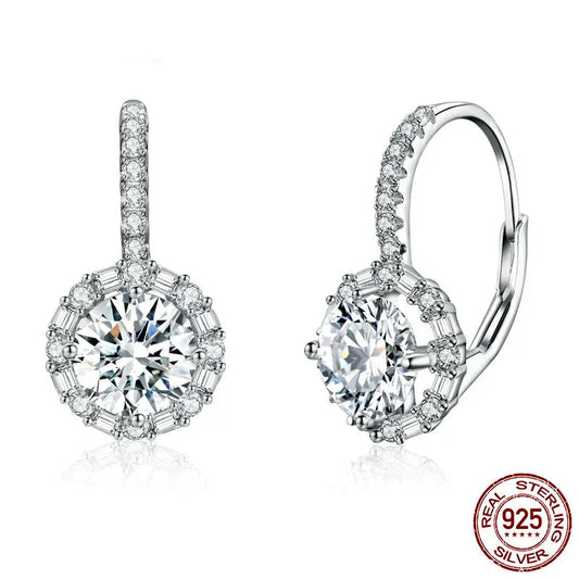 BAMOER 1.0CT Classic Moissanite Earrings For Women, 925 Sterling Silver Sparkling Engagement Wedding Hoop Earrings Jewelry Gifts