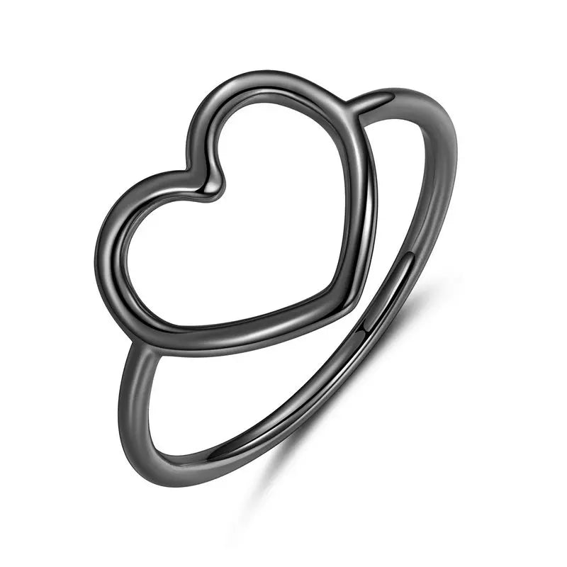 BAMOER 925 Sterling Silver Minimalist Heart Finger Rings for Women Wedding Engagement Statement Fashion Jewelry SCR641