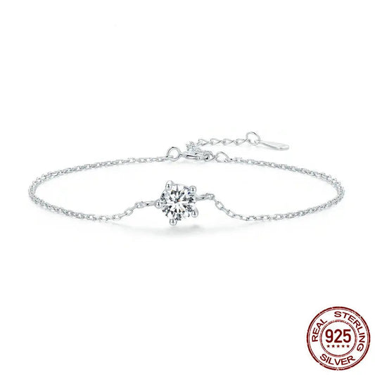 Bamoer 1CT Moissanite Bracelet Trendy 925 Sterling Silver Chain Charms For Women 2023 Classic Jewelry