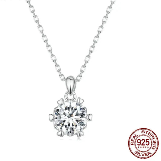 BAMOER 1 Carat Moissanite Pendant Necklace For Women High Quality 925 Sterling Silver Wedding Party Bridal Fine Jewelry 3 Colors